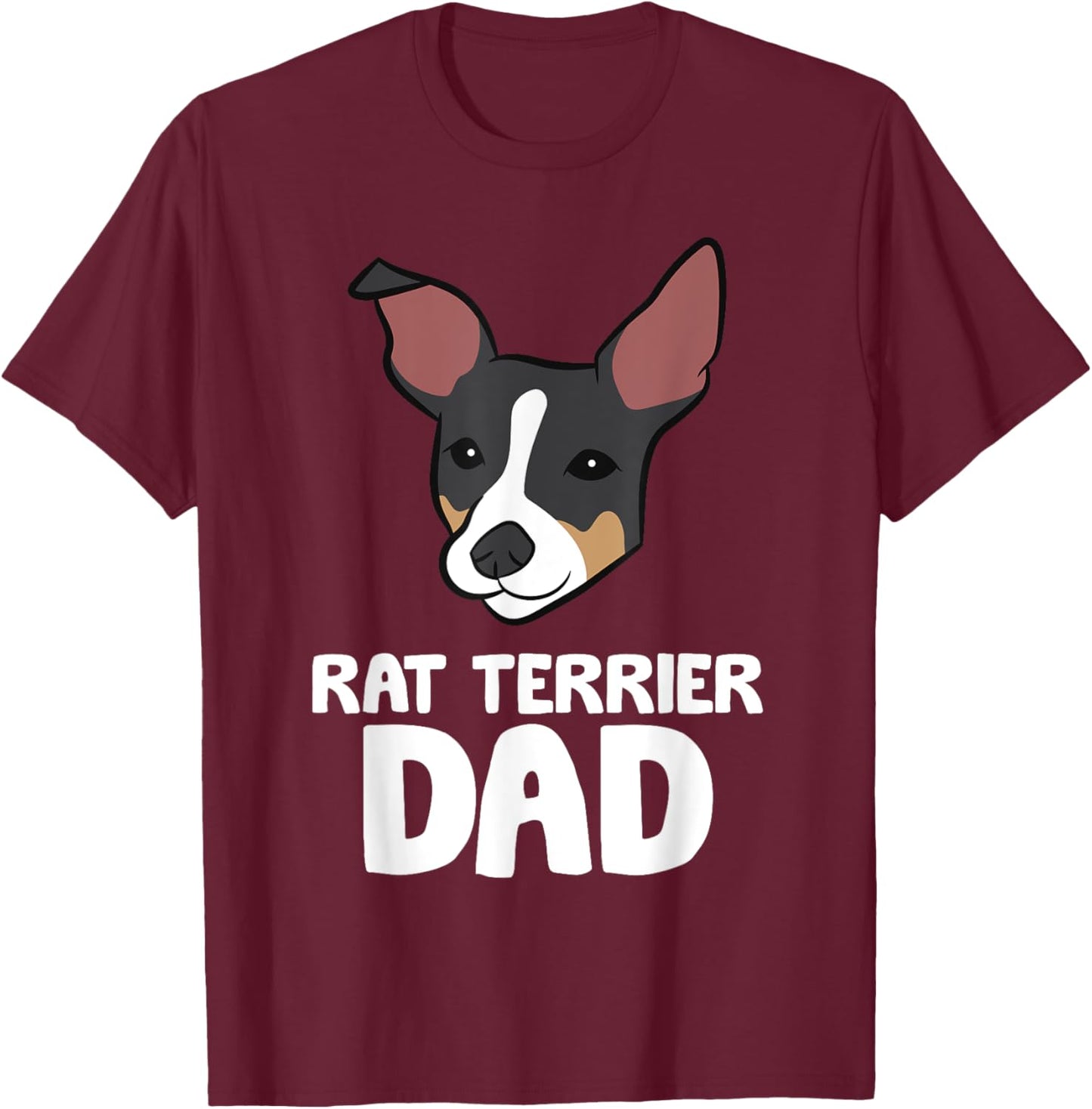 Rat Terrier Dog Owner Papa Funny Rat Terrier Dad Women Girls Kids T-Shirt - T-Shirt | Maroon