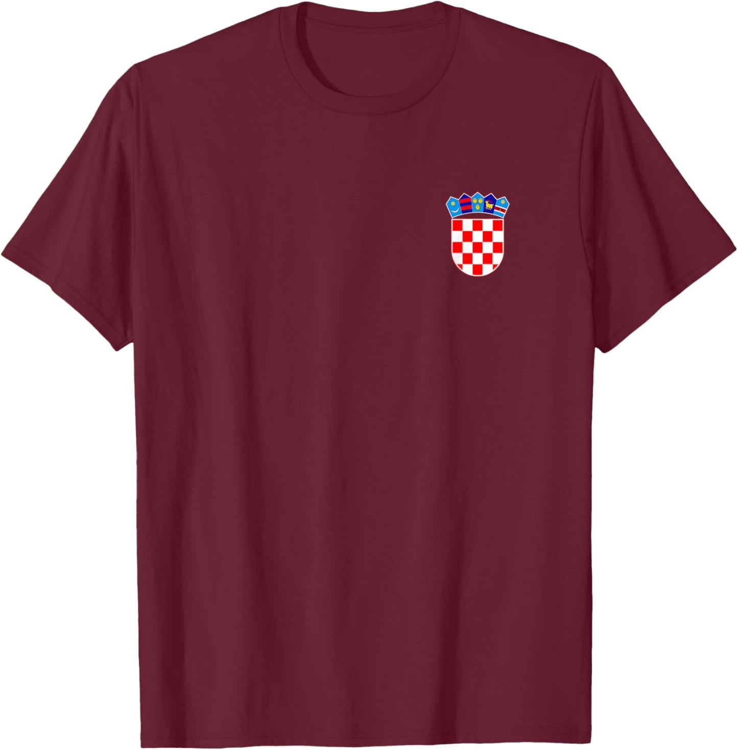 Hrvatska Kroatien Croatia Kroatien Wappen Nationalflagge Kroatien Hrvatska Schwarz Klein Crew-Ausschnitt Lässig T-Shirt - T-Shirt | Maroon