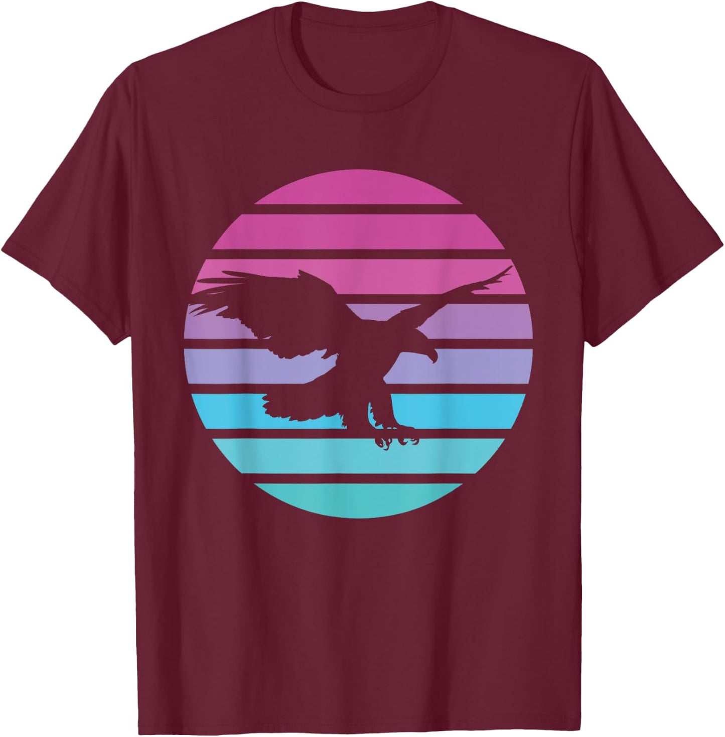 Eagle Retro Sun American Bald eagle USA T-Shirt - T-Shirt | Maroon