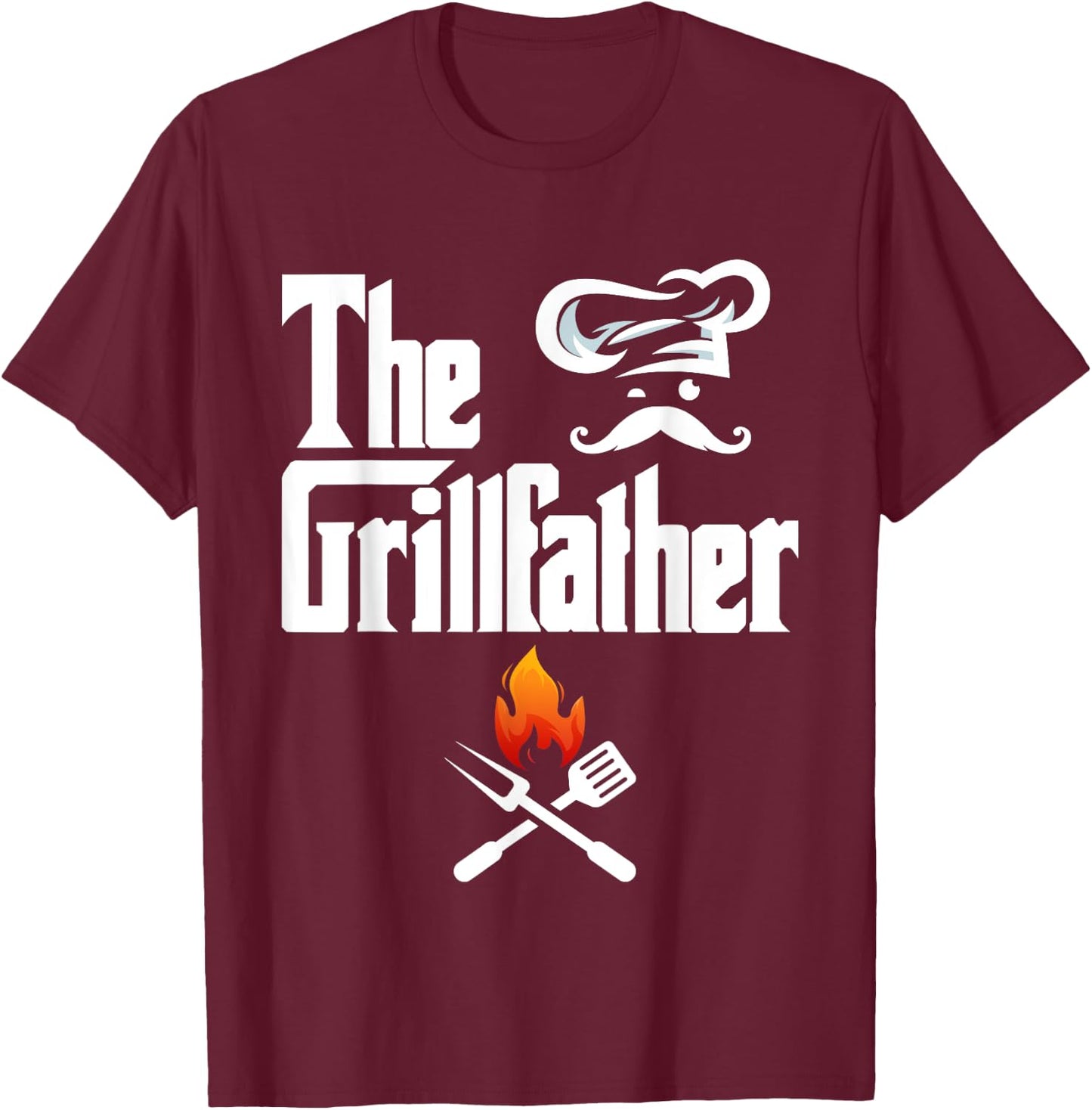 The Grillfather BBQ Grill & Smoker Graphic Barbecue Dad T-Shirt - T-Shirt | Maroon