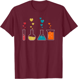 Cute Chemistry Hearts Science Valentines Gift Nerd T-Shirt - T-Shirt | Maroon