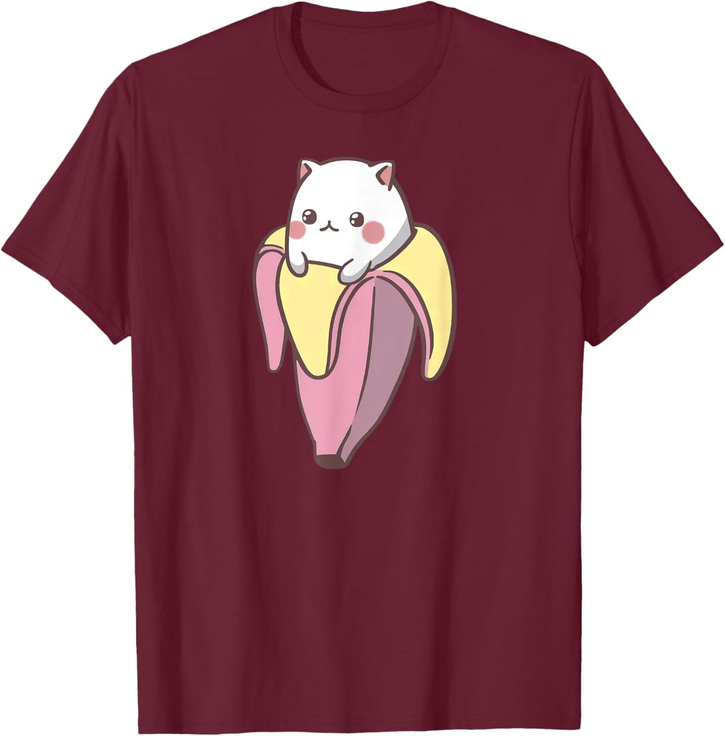 Banana Cat Funny Kawaii Bananya Gift Bday T-Shirt - T-Shirt | Maroon