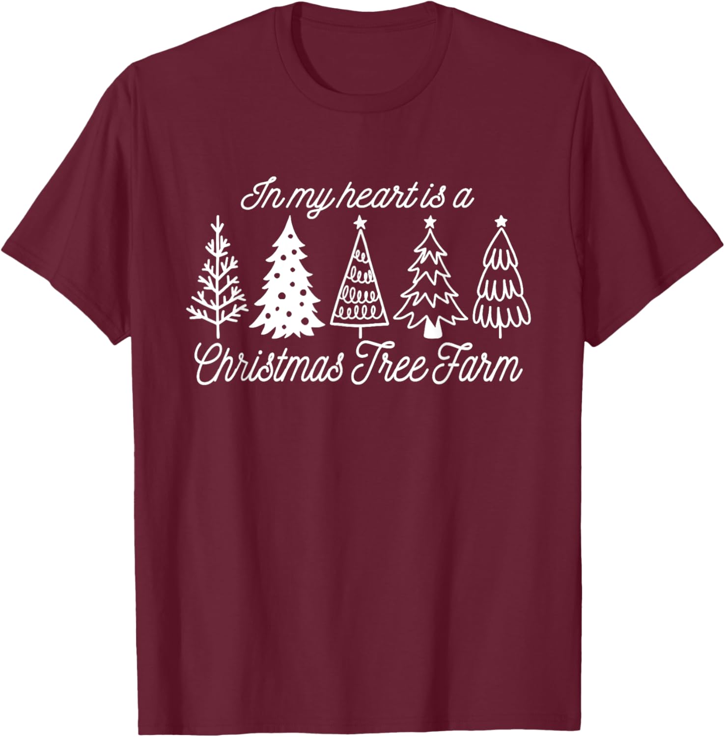 In My Heart is a Christmas Tree Farm, Vintage Christmas Tree T-Shirt - T-Shirt | Maroon
