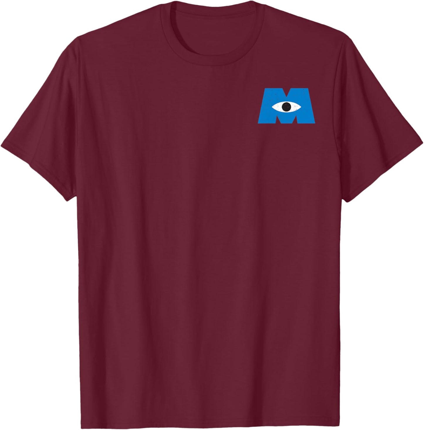 Disney Pixar Monsters, Inc. Classic Iconic Retro Pocket Logo T-Shirt - T-Shirt | Maroon