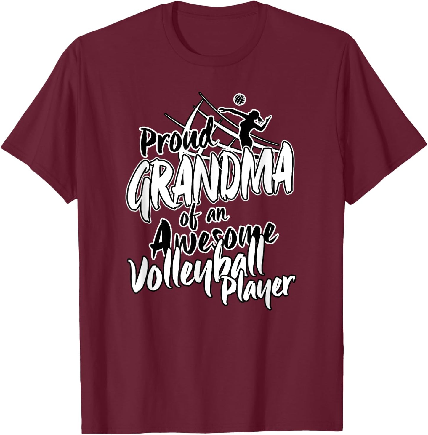 Proud Volleyball Grandma Fan Matching Sports Family Women T-Shirt - T-Shirt | Maroon