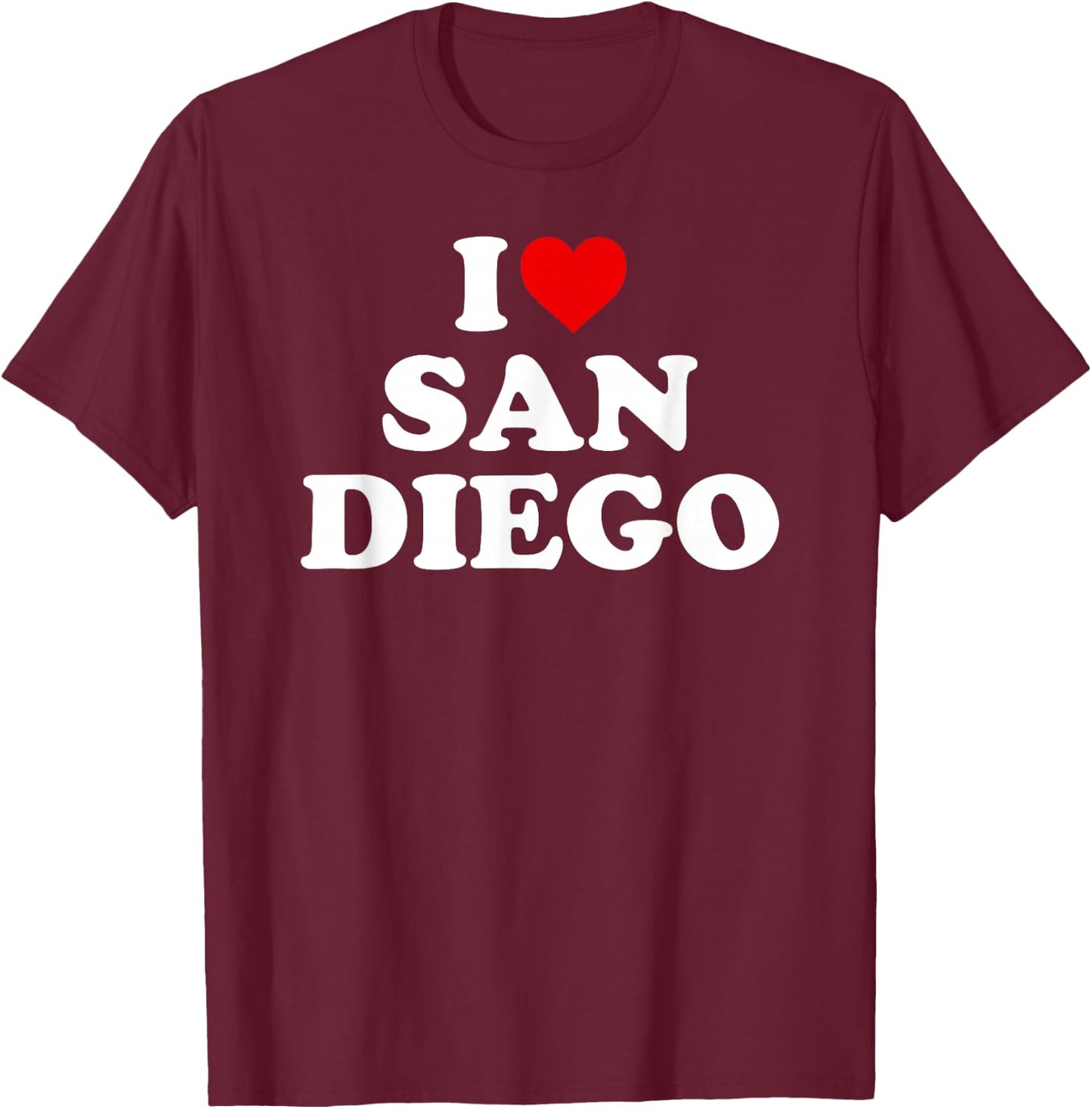 I Love San Diego - Heart T-Shirt - T-Shirt | Maroon