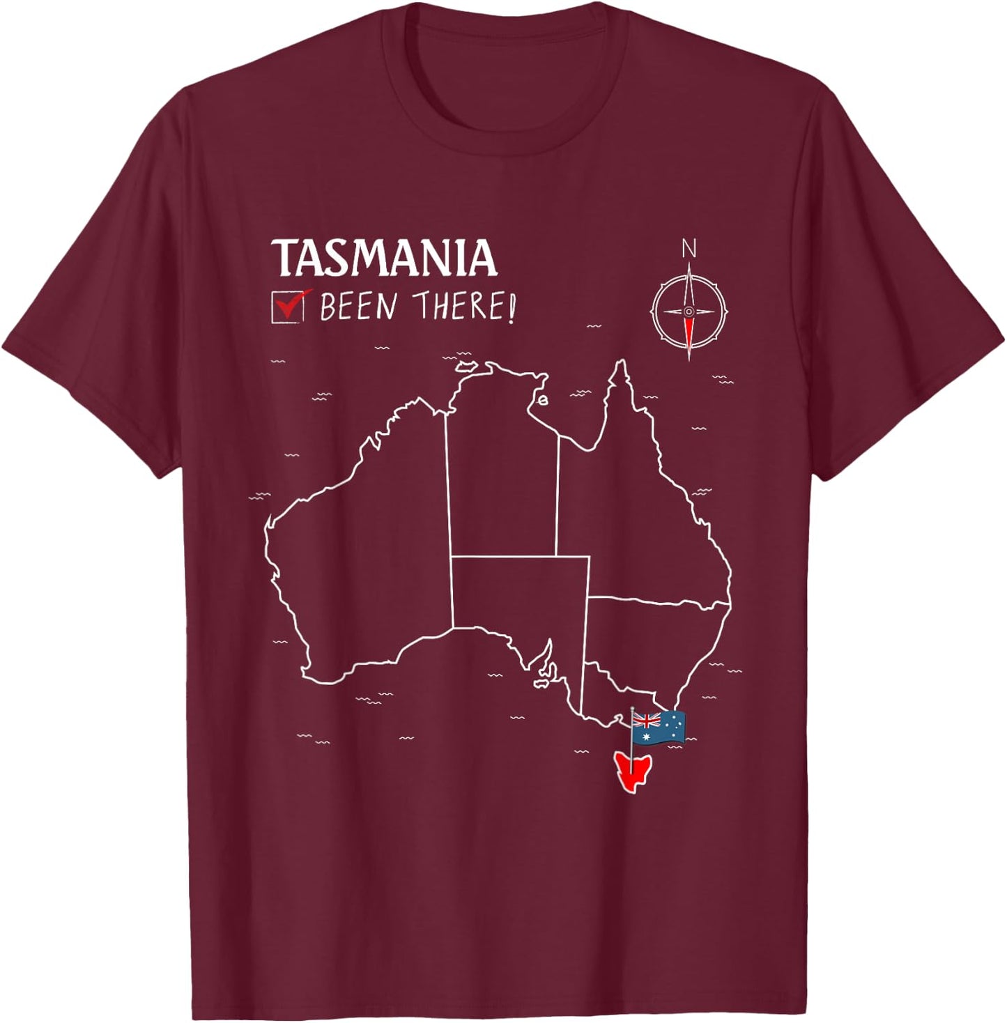 Tasmania Australian Flag Been There Check Off Map Tasmanian T-Shirt - T-Shirt | Maroon