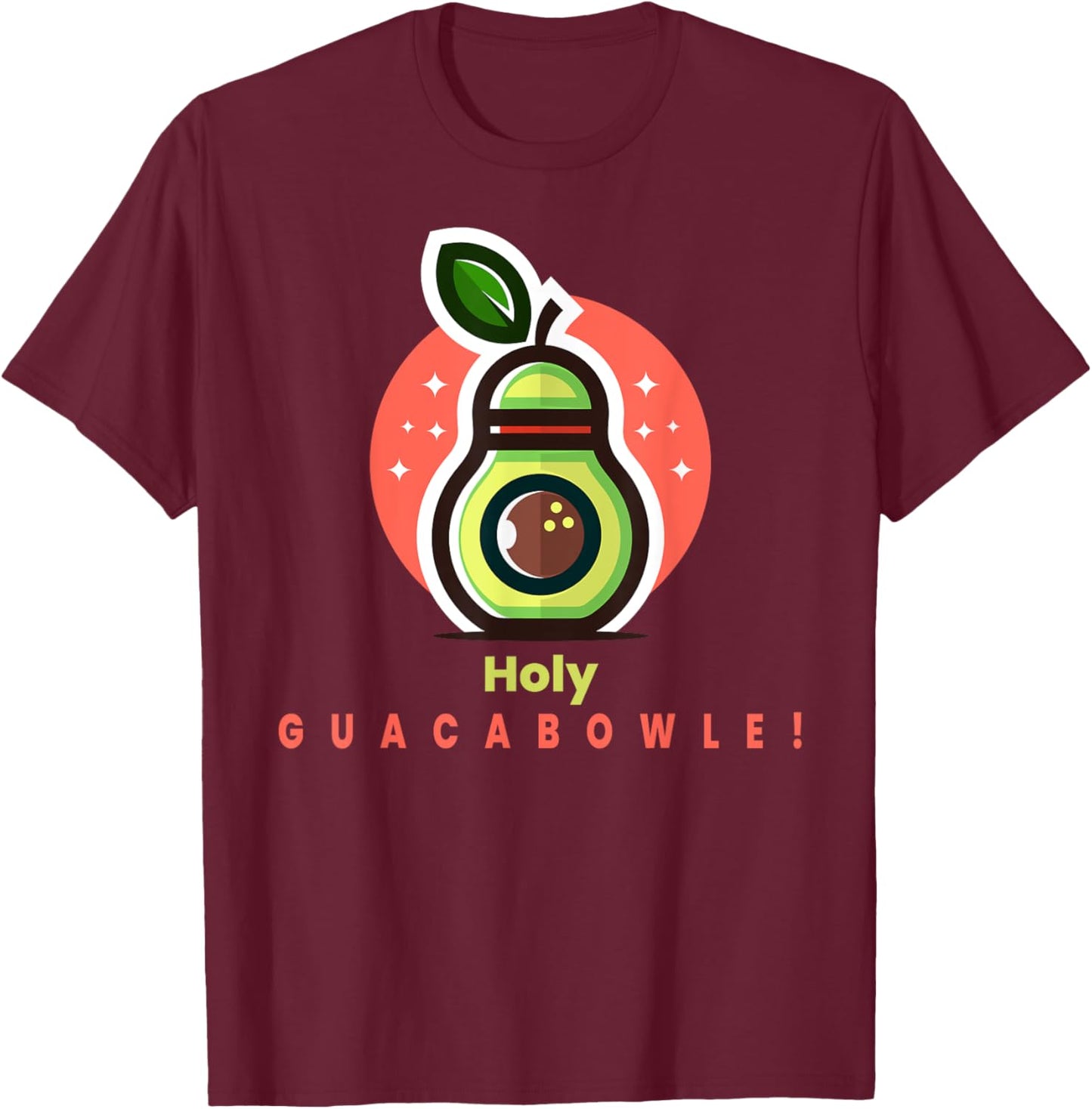Funny Bowler Holy Guacabowle Avocado T-Shirt - T-Shirt | Maroon