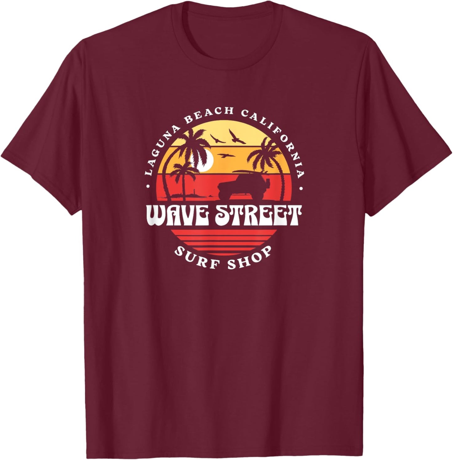 WAVE STREET SURF SHOP Beach Bum Logo T-Shirt - T-Shirt | Maroon