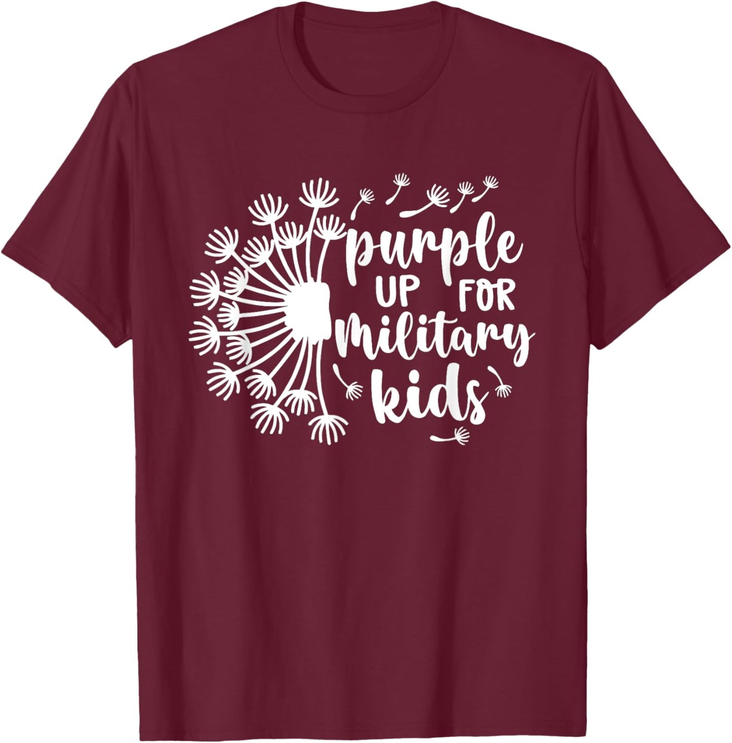 Purple Up for Military Kids Dandelion Military Child Month T-Shirt - T-Shirt | Maroon