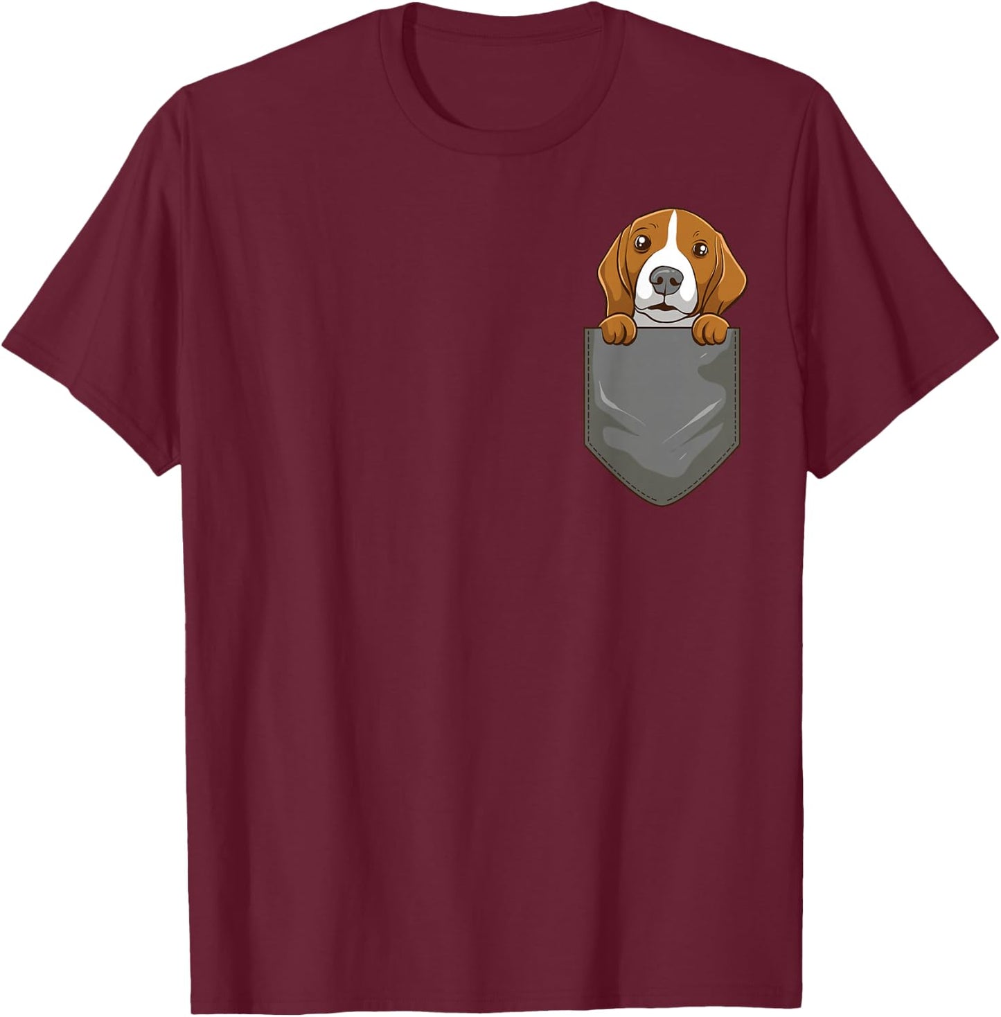 Beagle Dog in Pocket Cute Beagle Dog T-Shirt - T-Shirt | Maroon
