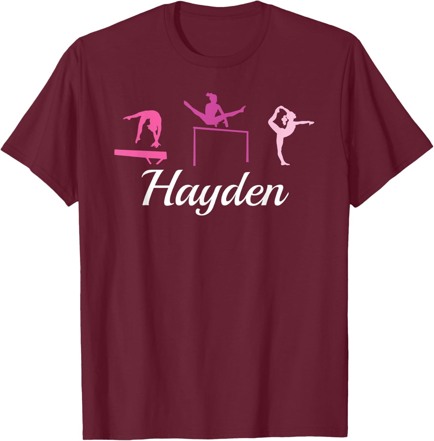 Hayden Name Gift Personalized Gymnastics T-Shirt - T-Shirt | Maroon