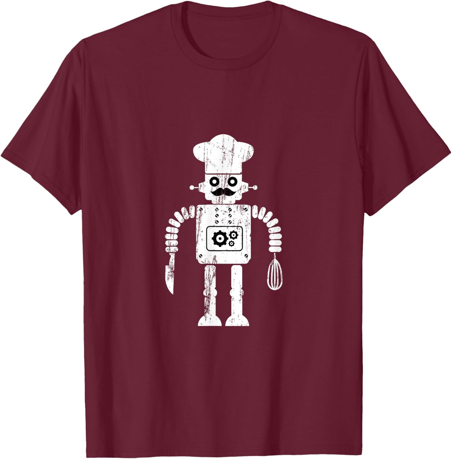 Toy Robot Distressed Italian Chef Kitchen Cook T-Shirt - T-Shirt | Maroon