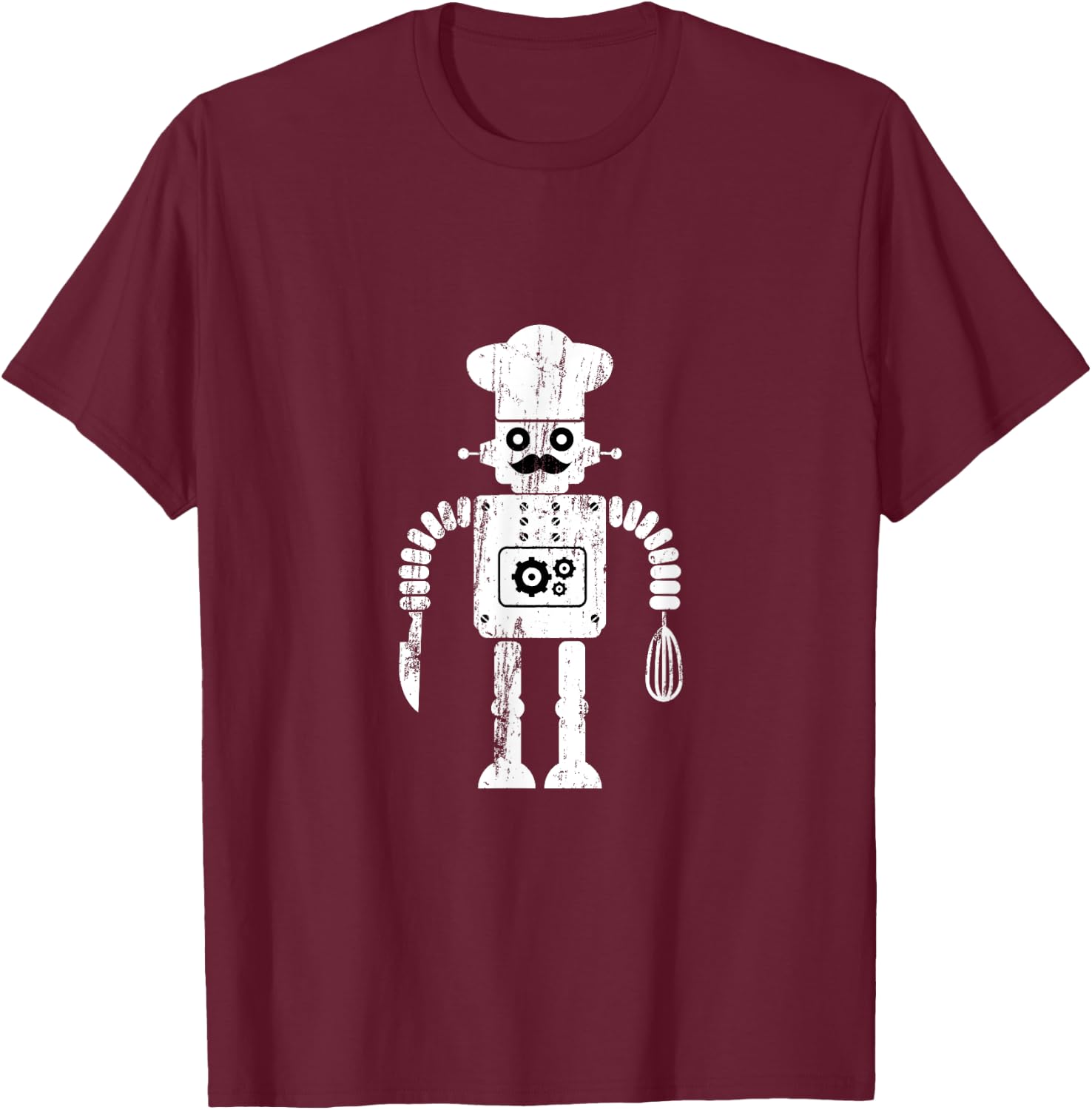 Toy Robot Distressed Italian Chef Kitchen Cook T-Shirt - T-Shirt | Maroon