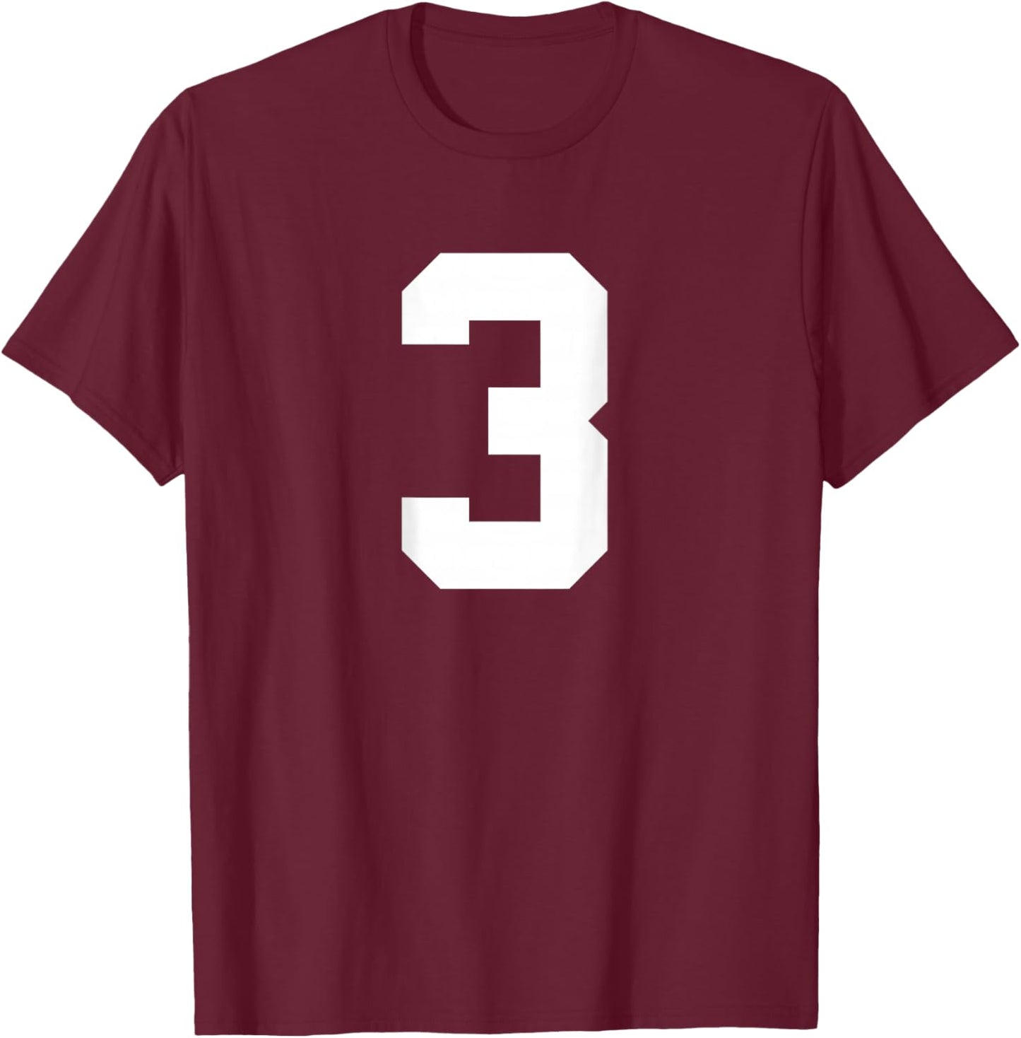 Number 3 (on Back) Sports Team Jersey T-Shirt - T-Shirt | Maroon