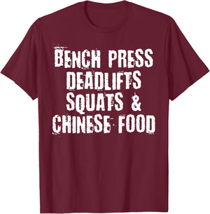 Funny Powerlifter Gift Chinese Food Gym Workout T-Shirt - T-Shirt | Maroon