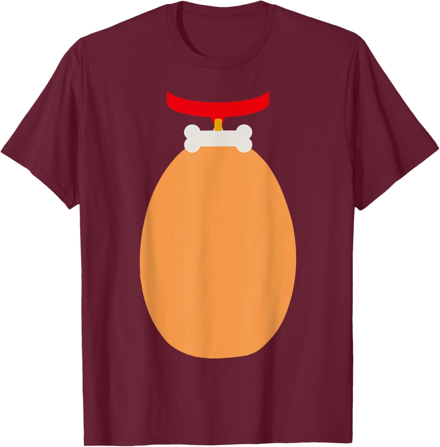 Funny belly dog with bone collar easy DIY halloween costume T-Shirt - T-Shirt | Maroon
