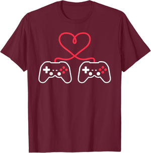 Gaming Video Gamer Valentine's Day Controller Heart T-Shirt - T-Shirt | Maroon