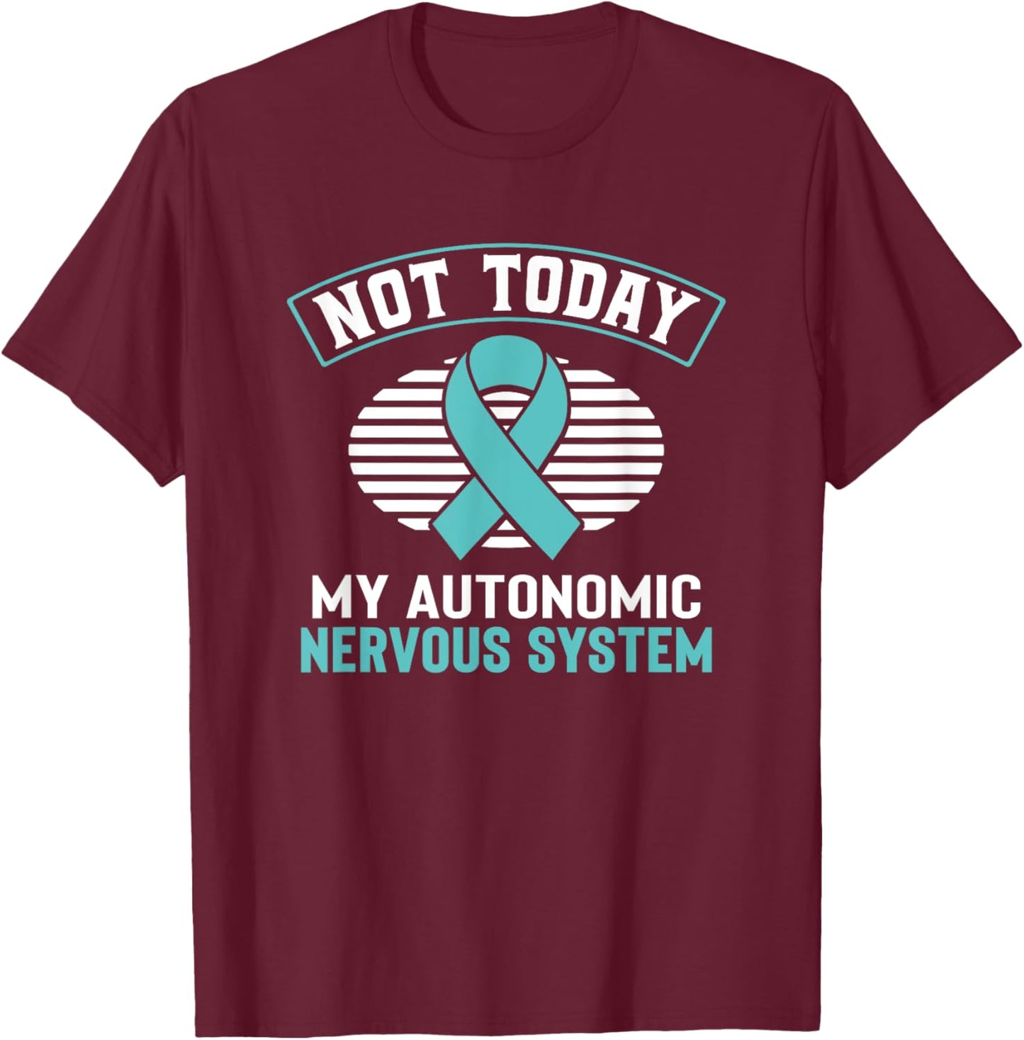 Dysautonomia Awareness Autonomic Turquoise Ribbon Pots T-Shirt - T-Shirt | Maroon