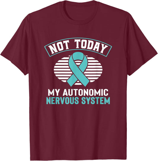 Dysautonomia Awareness Autonomic Turquoise Ribbon Pots T-Shirt - T-Shirt | Maroon