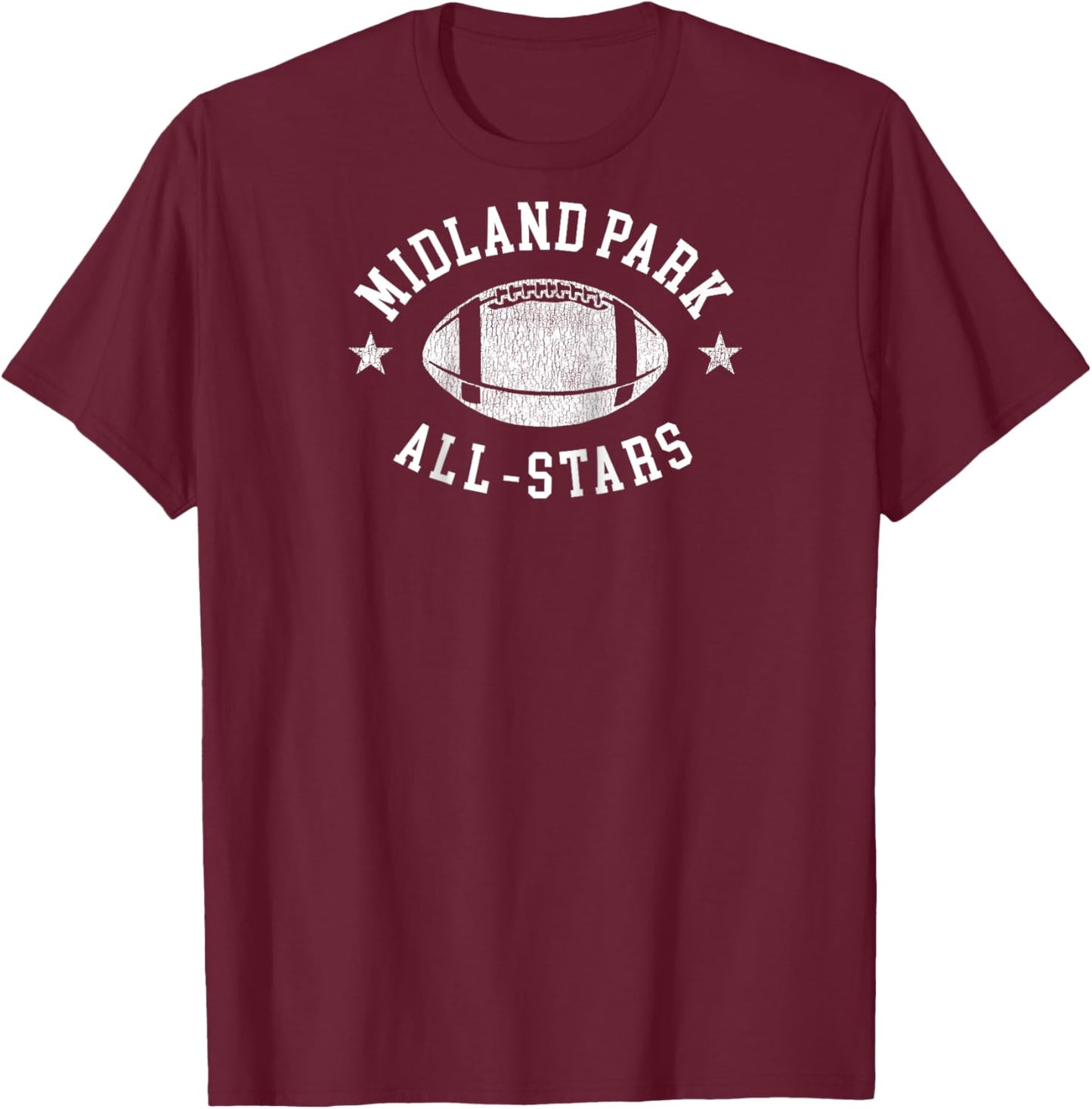 Midland Park Vintage All-Stars Football Retro 80s Raglan Baseball T-Shirt - T-Shirt | Maroon