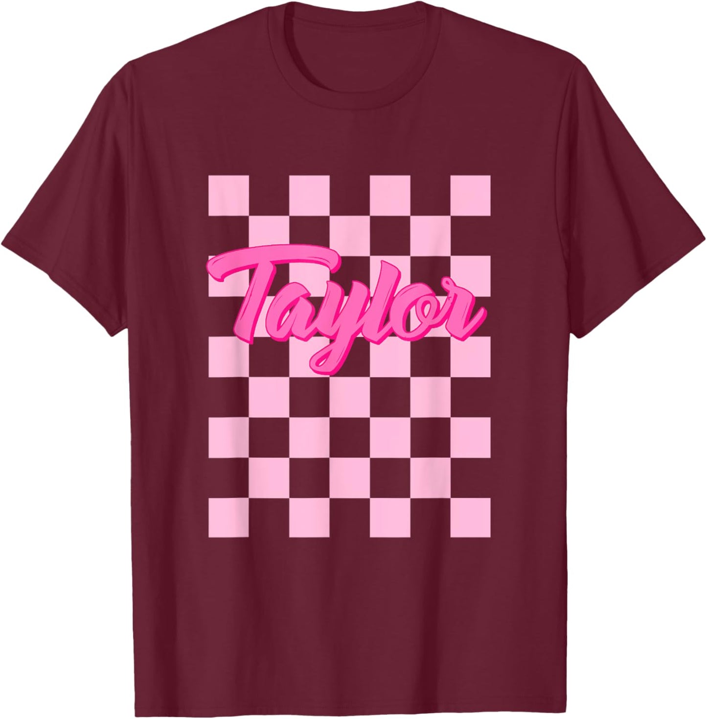 Girl Retro TAYLOR First Name Personalized Groovy Birthday T-Shirt - T-Shirt | Maroon