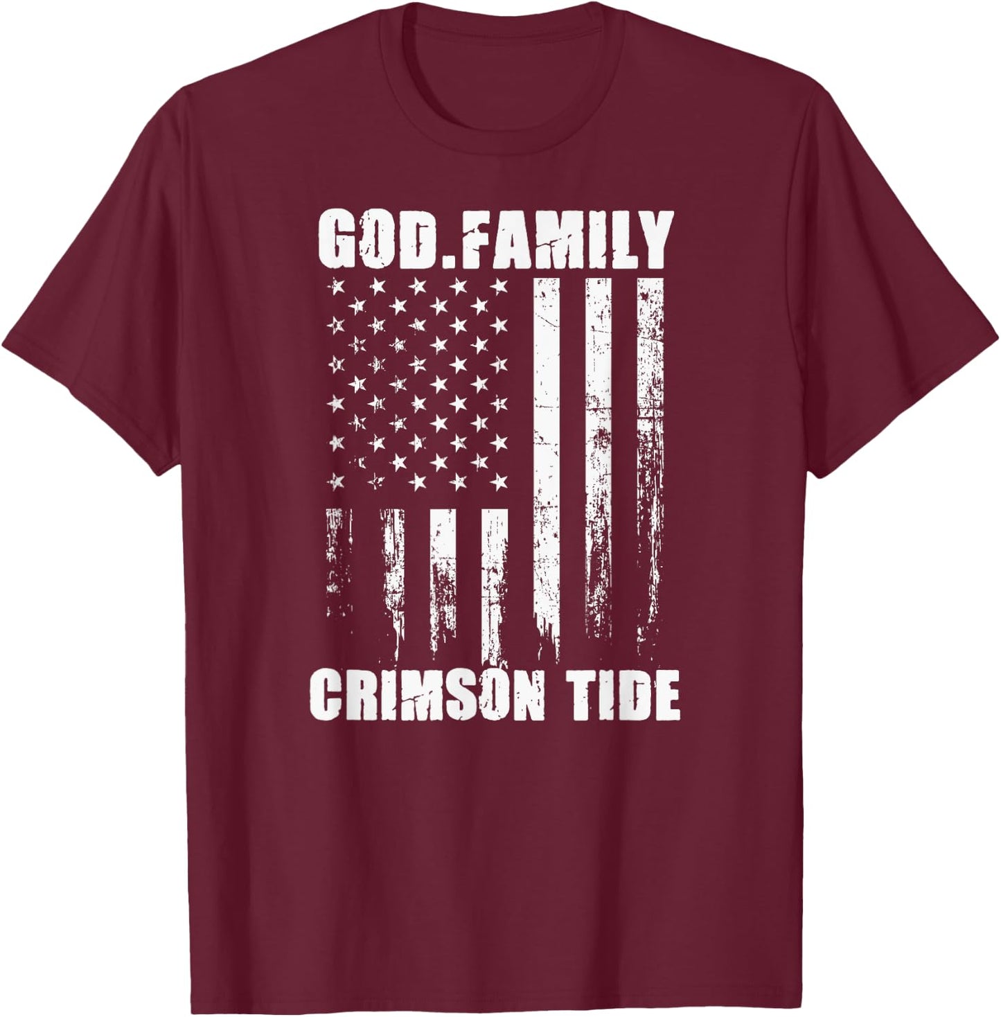 Minden Crimson Tide God. Family. Vintage USA Flag T-Shirt - T-Shirt | Maroon