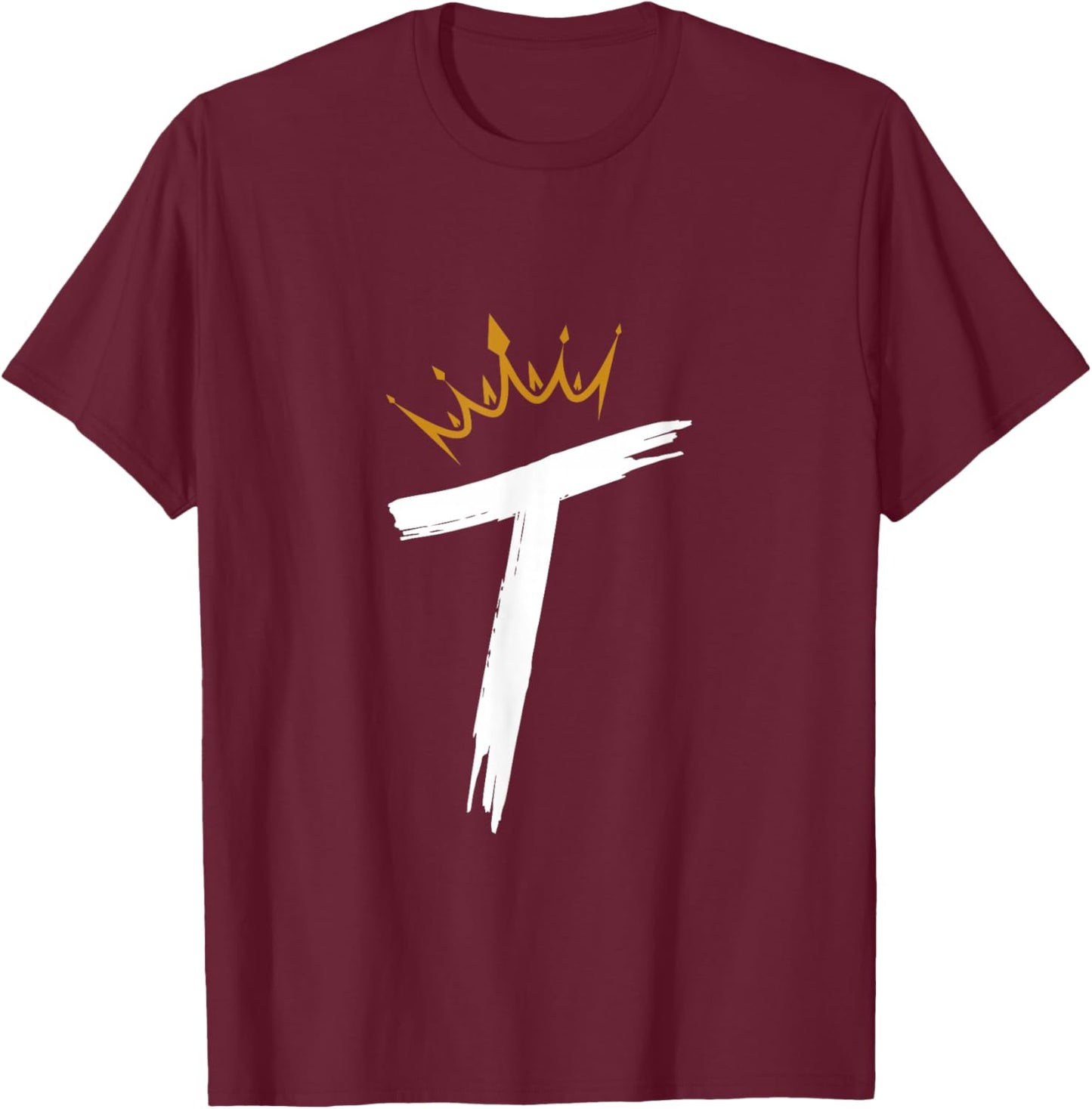 Queen King Letter T - Favorite Letter With Crown Alphabet T-Shirt - T-Shirt | Maroon