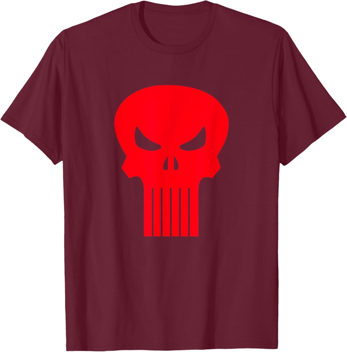 Marvel Punisher Red Classic Skull Vintage Chest Logo T-Shirt - T-Shirt | Maroon