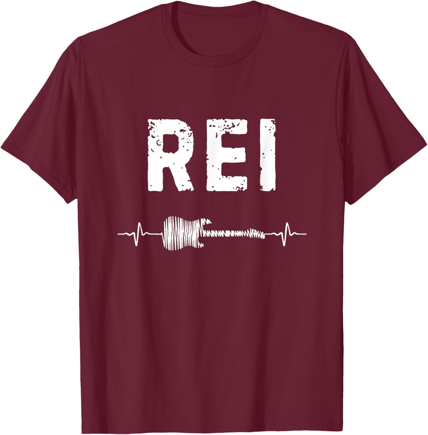 Rei Guitar Heartbeat Music Guitarist Retro Vintage T-Shirt - T-Shirt | Maroon