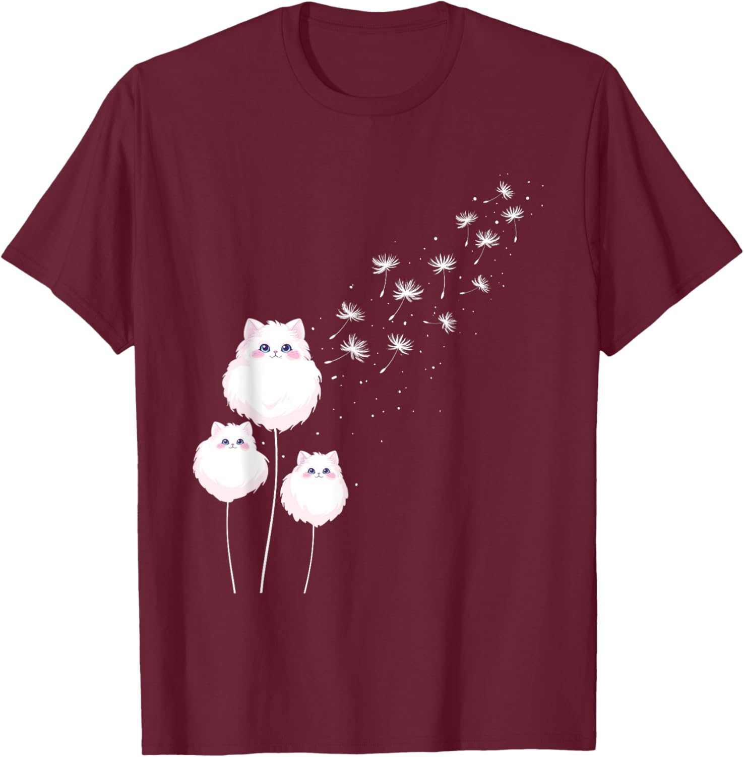Cute Cat Dandelions - Cat Lover Kitten Owner Kitty Men Women Girls Kids T-Shirt - T-Shirt | Maroon