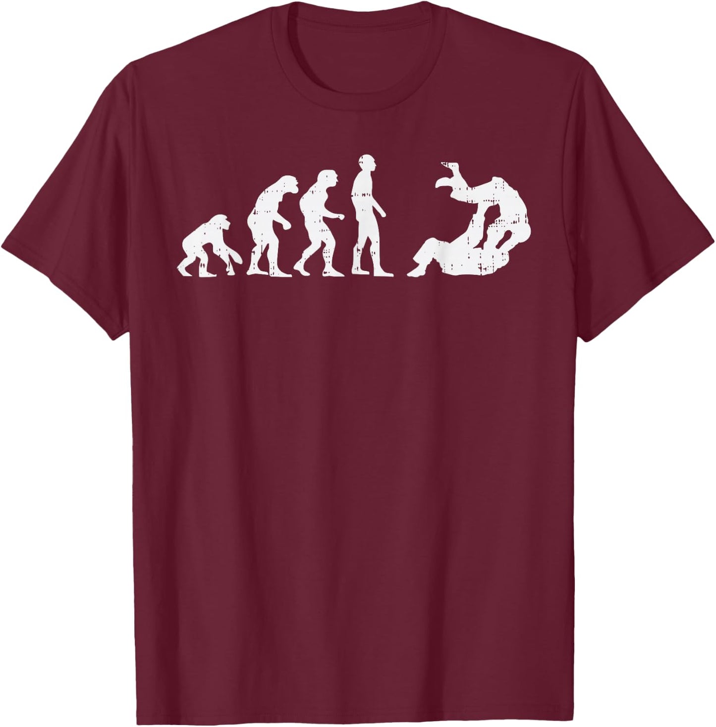 Brazilian Jiu Jitsu Judo Evolution Funny Martial Arts Gift T-Shirt - T-Shirt | Maroon