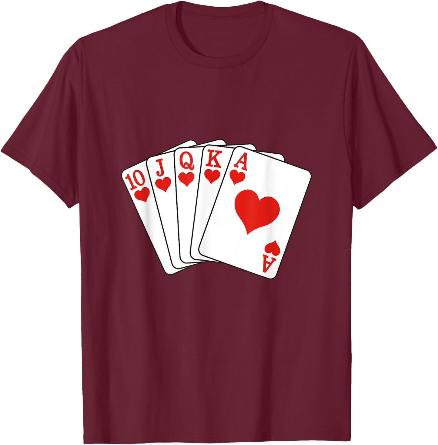 Royal Flush Hearts T-Shirt - T-Shirt | Maroon