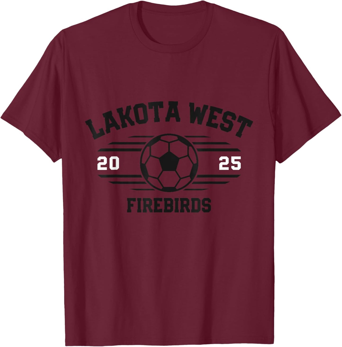 Lakota West Firebirds Soccer Ball 2025 T-Shirt - T-Shirt | Maroon