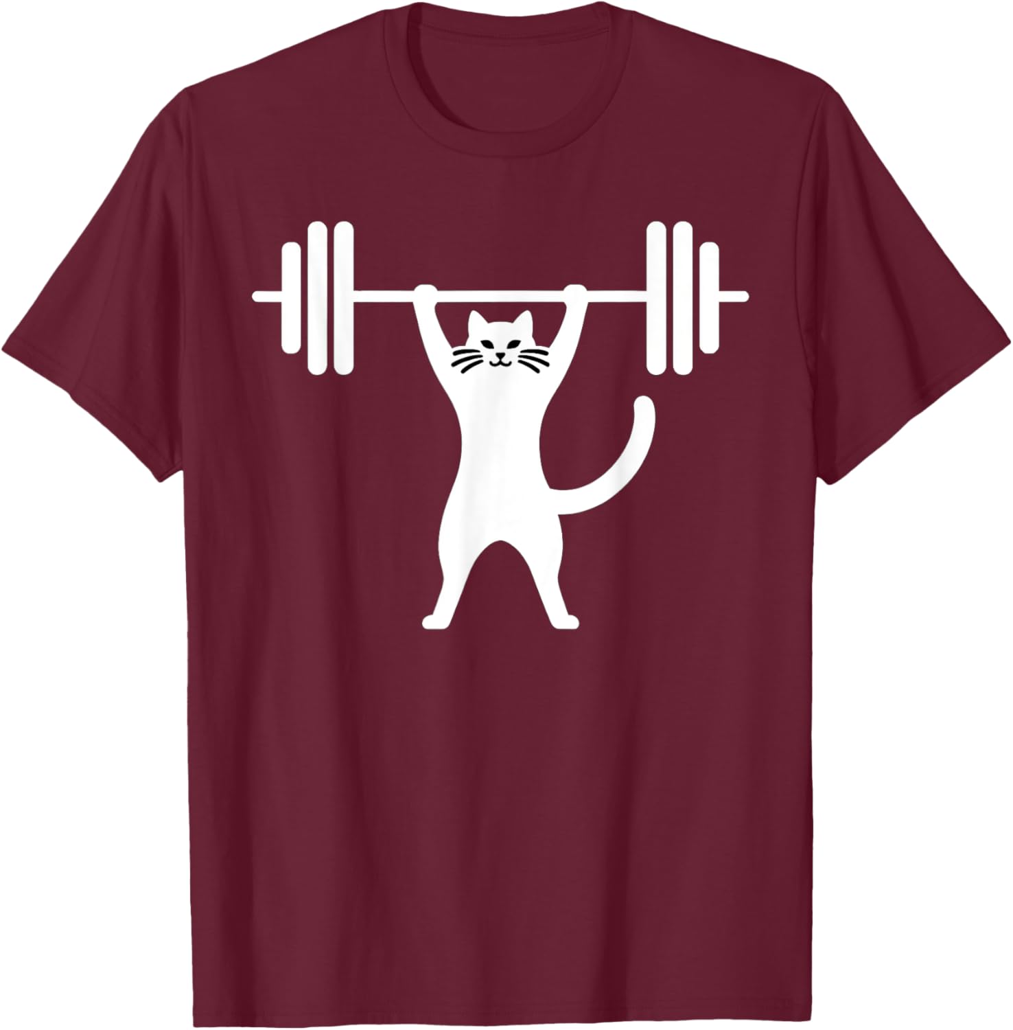 Cat Powerlifting Weightlifting Gym Workout Men Women Kids T-Shirt - T-Shirt | Maroon