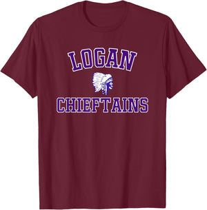 Logan Chieftains Logo Varsity HS T-Shirt - T-Shirt | Maroon