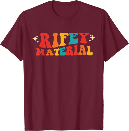 Rifey Material Vintage Apparel - Women's Humorous Occasion - Black, Small, Short Sleeve T-Shirt - T-Shirt | Maroon