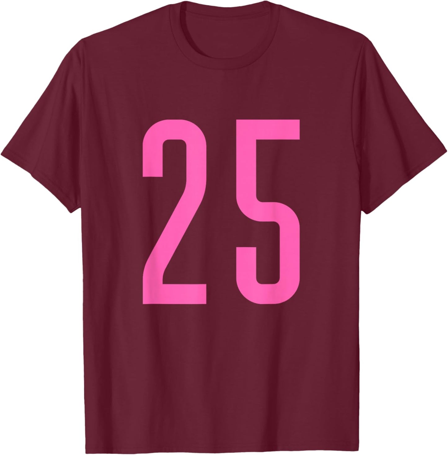 Pink Sport Team Number #25 T-Shirt - T-Shirt | Maroon