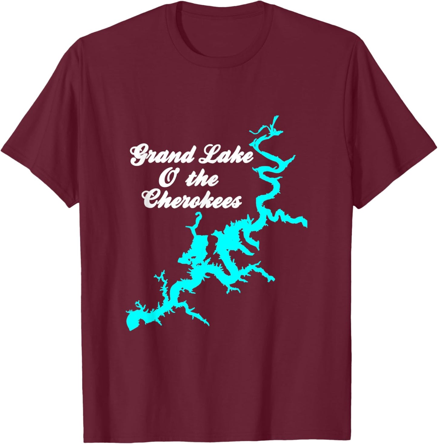 Minimalist Grand Lake of the Cherokees - Oklahoma T-Shirt - T-Shirt | Maroon