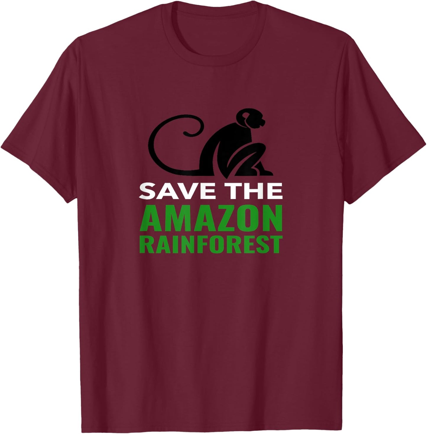 Save The Amazon Rainforest Monkey Shirt T-Shirt - T-Shirt | Maroon