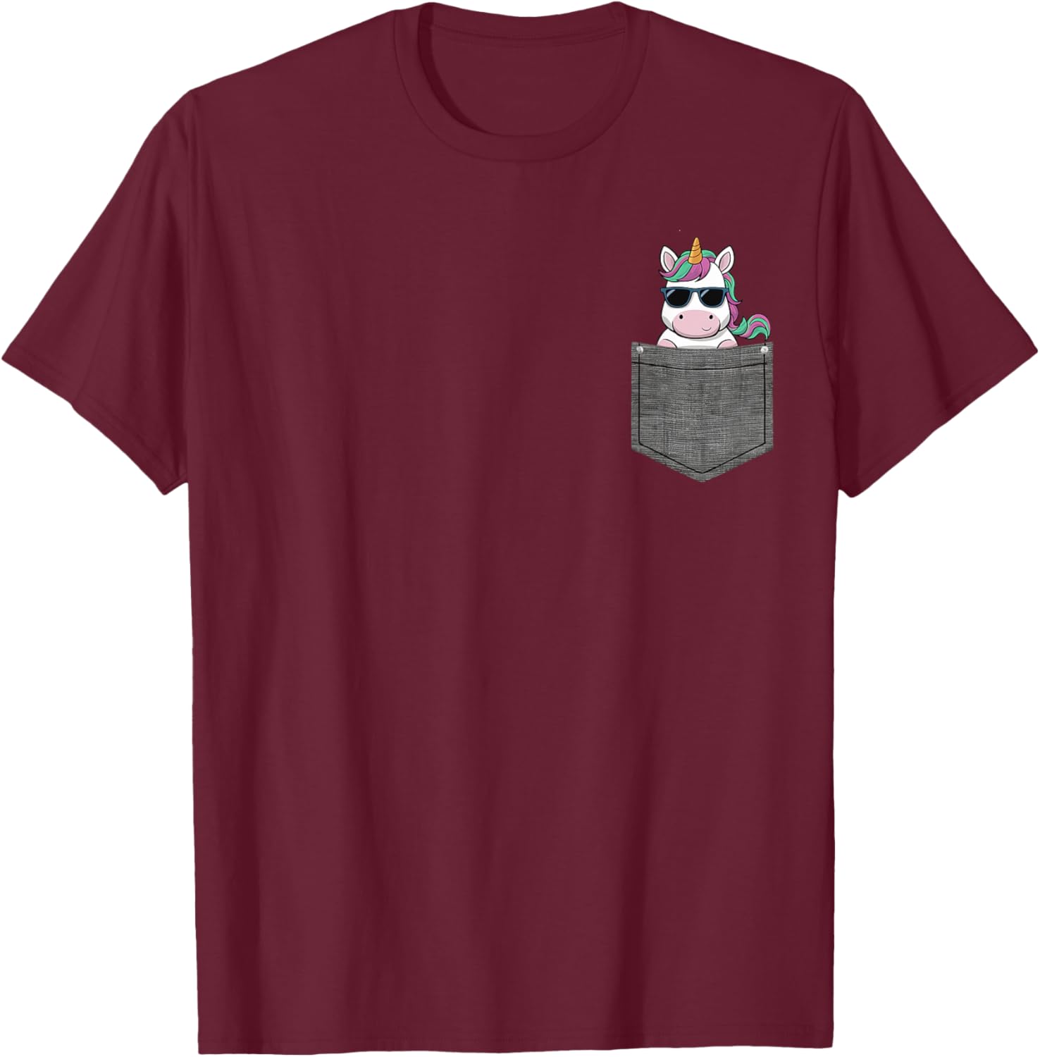 Unicorn in Pocket T-Shirt - T-Shirt | Maroon