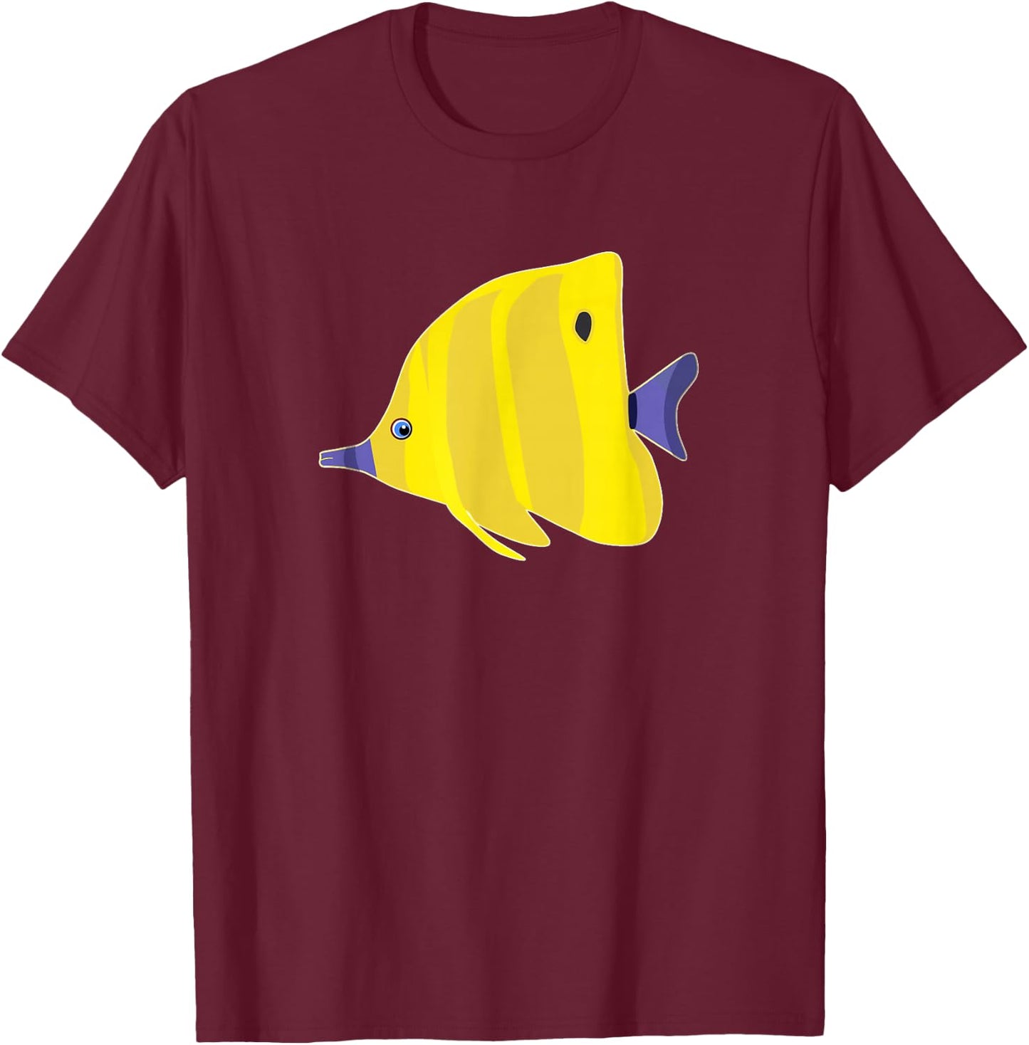 Cool Butterfly Exotic Fish Tropical Aquarium Ocean T-Shirt - T-Shirt | Maroon