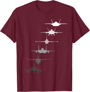 Air Force Fighter F-4 F-111 F-15 F-16 F-22 F-35 Veterans Day T-Shirt - T-Shirt | Maroon