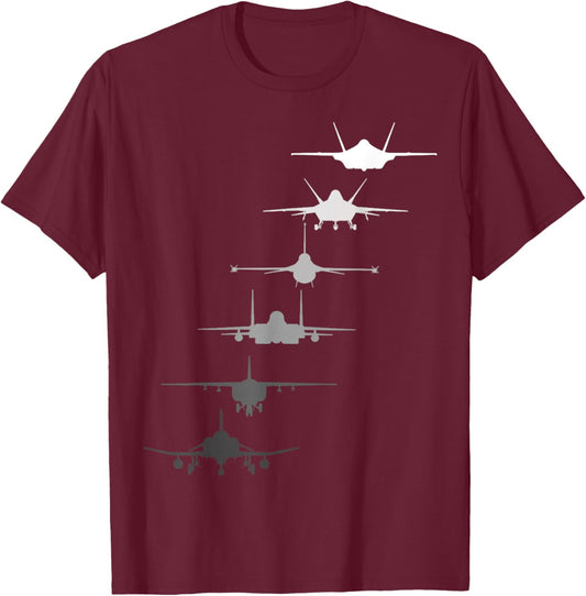 Air Force Fighter F-4 F-111 F-15 F-16 F-22 F-35 Veterans Day T-Shirt - T-Shirt | Maroon