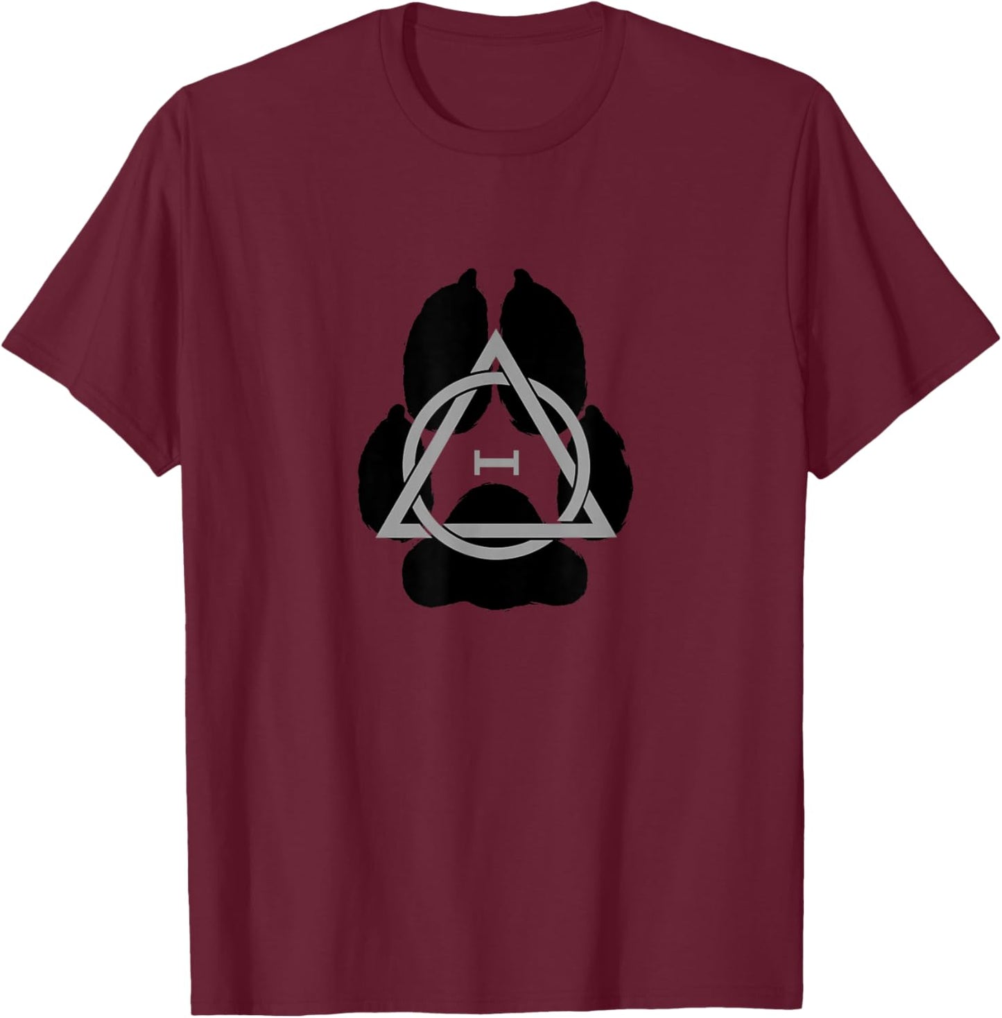 Theta Delta Symbol with Paw of a Fox Therian T-Shirt - T-Shirt | Maroon