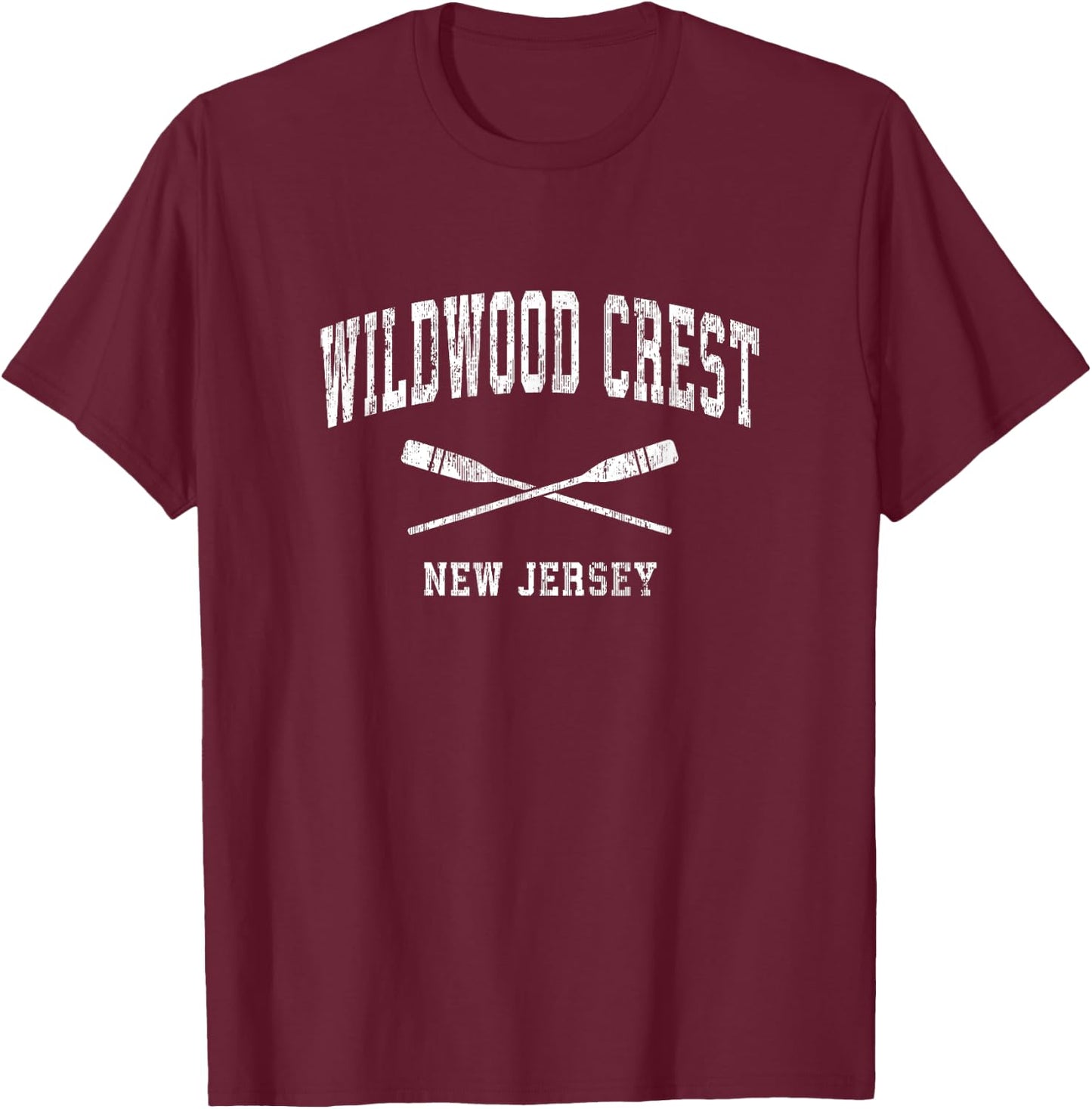 Wildwood Crest New Jersey Vintage Nautical Paddles Sports Oa T-Shirt - T-Shirt | Maroon