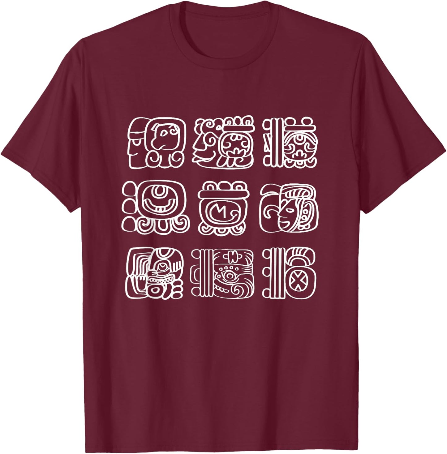 Vintage Mayan And Aztec Maya Hieroglyphs T-Shirt - T-Shirt | Maroon