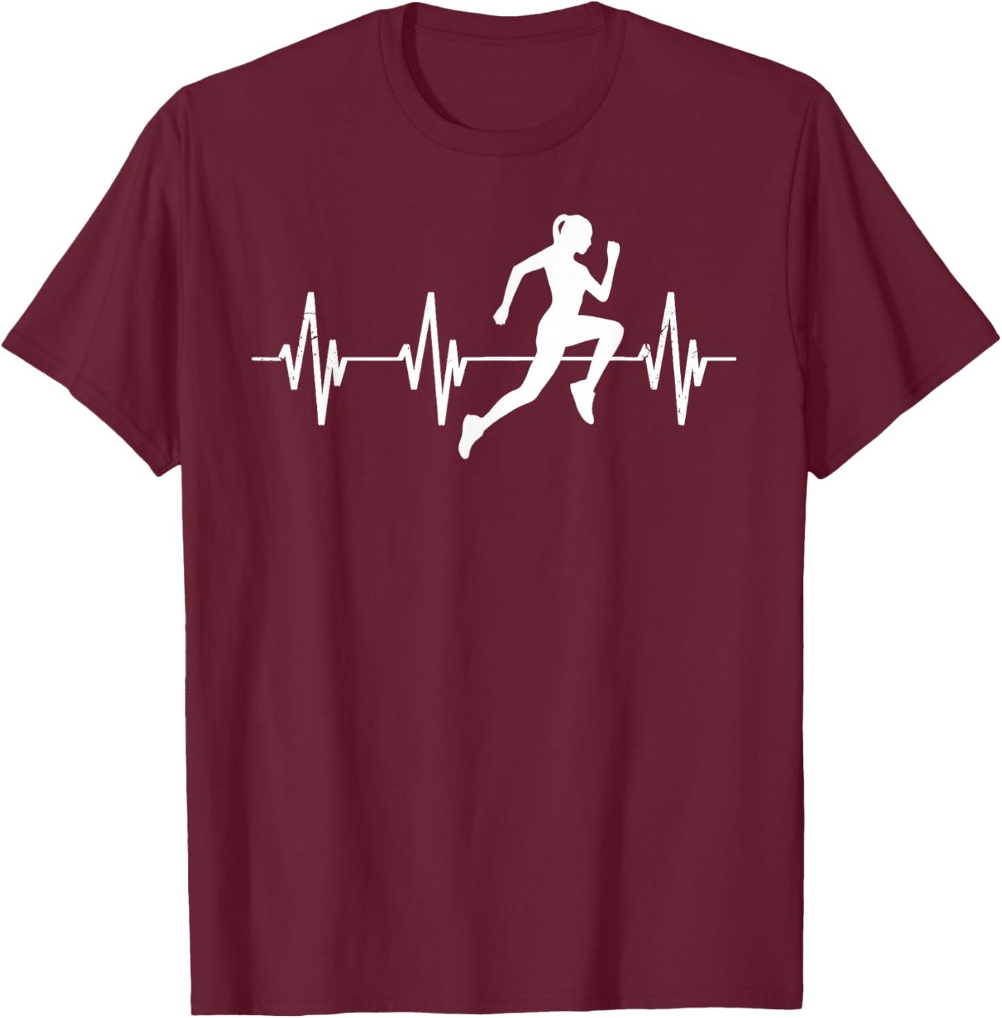 Runner jogger heartbeat heart line running gift T-Shirt - T-Shirt | Maroon