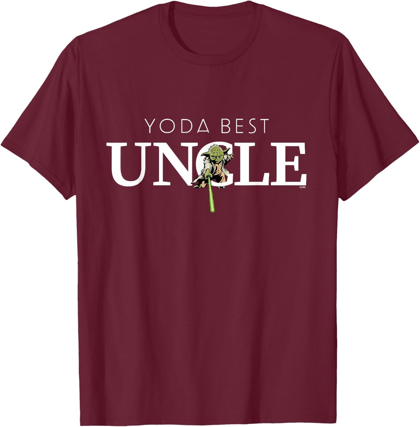 Star Wars Yoda Best Uncle Lightsaber Gift Family T-Shirt - T-Shirt | Maroon