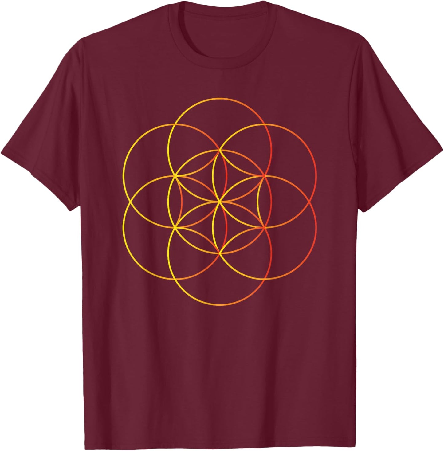 Seed of Life Sacred Geometry Chakra Esoteric Yoga Symbols T-Shirt - T-Shirt | Maroon